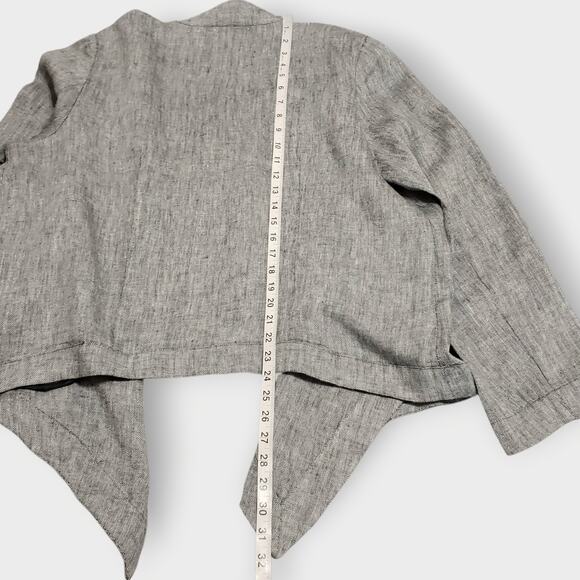 Coldwater Creek Linen Open Draped Asymmetric Jacket Grey Herringbone Sz XL (18) - Picture 11 of 11